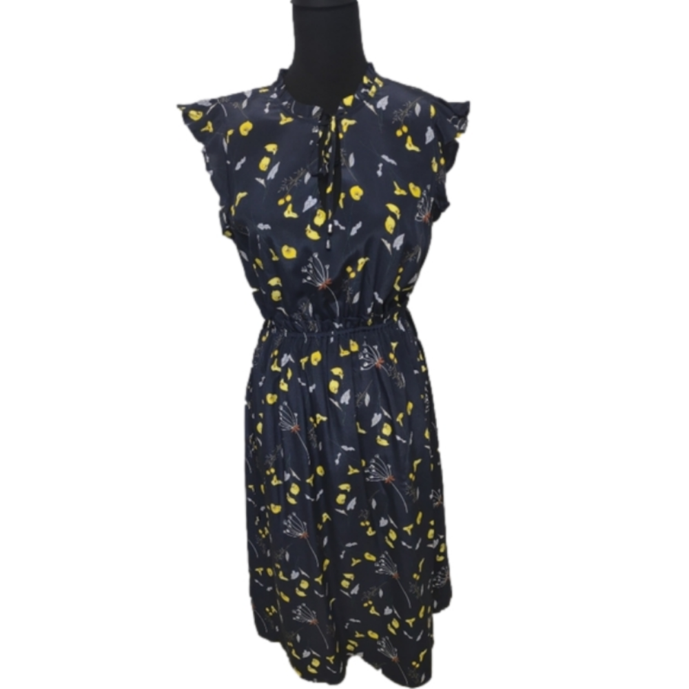 Jnsq Fanette blue with flowers silk maxi dress, size 10, NWT